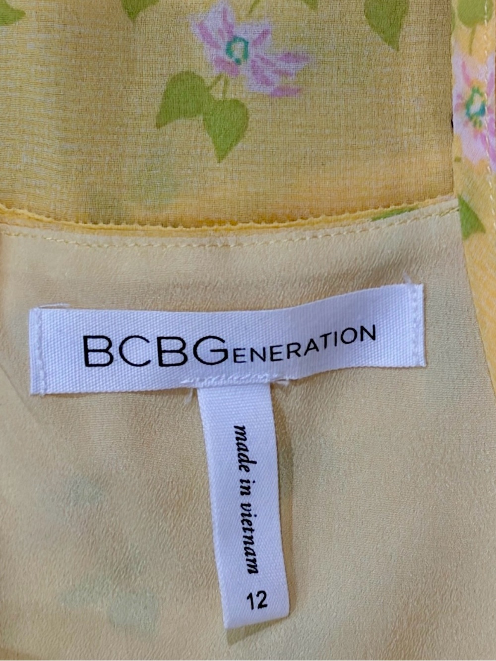 BCBG Mariposa Yellow Floral Lace Cut-Out Chiffon Maxi Dress 12 - Picture 12 of 13